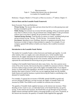 Explain That Interest Rates Are Determined in a Market for Loanable Funds.”