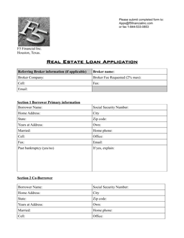 Real Estate Loan Application