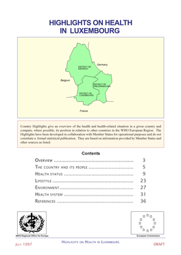 Highlights on Health in Luxembourg