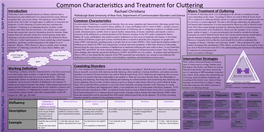 Common Characteris'cs and Treatment for Cluzering