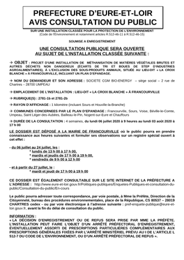 Prefecture D'eure-Et-Loir Avis Consultation Du Public