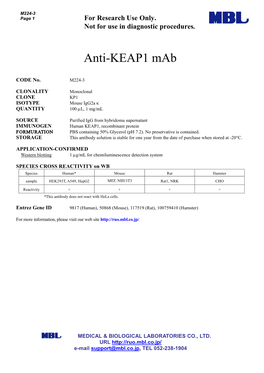 Anti-KEAP1 Mab