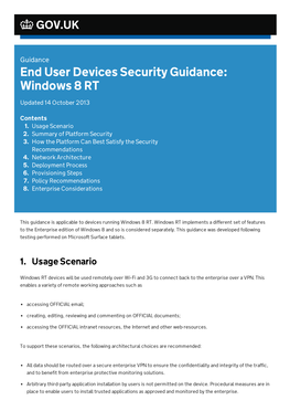 End User Devices Security Guidance: Windows 8 RT Updated 14 October 2013