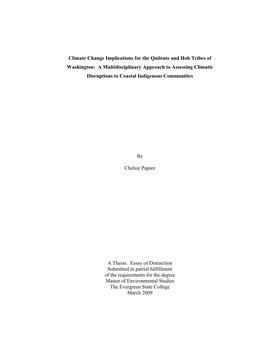 Climate Change Implications for the Quileute and Hoh Tribes Of