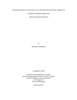 Crafting Radical Fictions: Late-Nineteenth Century American