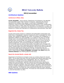 BRAC University Bulletin Nov 2012.Pdf