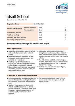 Idsall School Coppice Green Lane, Shifnal, TF11 8PD