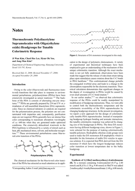 Thermochromic Polydiacetylene Supramolecules with Oligo(Ethylene Oxide) Headgroups for Tunable Colorimetric Response Figure 1