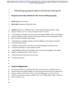 Global Biogeographical Regions of Freshwater Fish Species 2