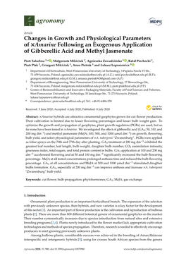 Changes in Growth and Physiological Parameters of ×Amarine Following an Exogenous Application of Gibberellic Acid and Methyl Jasmonate