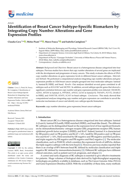 Identification of Breast Cancer Subtype-Specific Biomarkers By