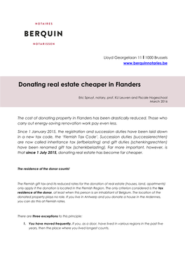 Donating Real Estate Cheaper in Flanders