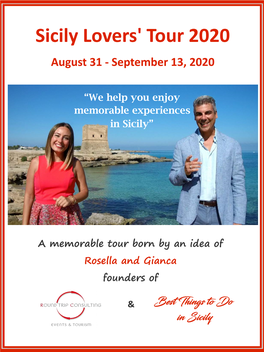 Sicily Lovers' Tour 2020 August 31 - September 13, 2020