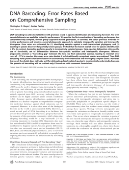 DNA Barcoding: Error Rates Based on Comprehensive Sampling