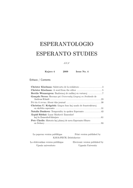 Esperantologio Esperanto Studies