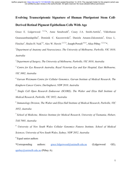 Derived Retinal Pigment Epithelium Cells with Age