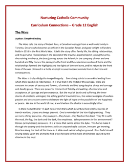 Nurturing Catholic Community Curriculum Connections – Grade 12 English