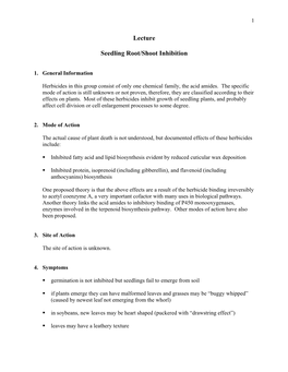 Lecture Seedling Root/Shoot Inhibition