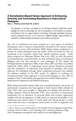 A Socialization-Based Values Approach to Embracing Diversity and Confronting Resistance in Intercultural Dialogues Alex L