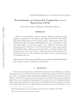 Arxiv:Astro-Ph/0204151V1 9 Apr 2002