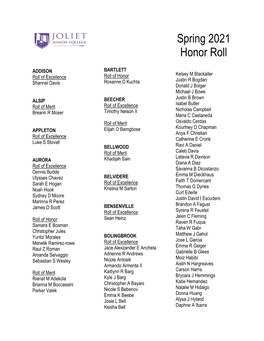Spring 2021 Honor Roll