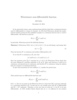 Weierstrass's Non-Differentiable Function