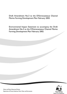 Draft Amendment No.3 to the D'entrecasteaux Channel Marine