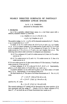 Nearly Directed Subspaces of Partially Ordered Linear Spaces