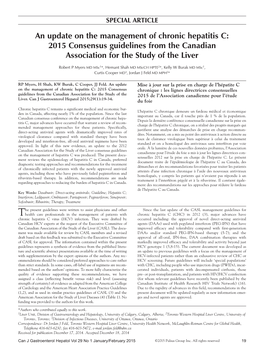 An Update on the Management of Chronic Hepatitis C: 2015 Consensus Guidelines from the Canadian Association for the Study of the Liver