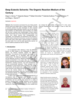 Deep Eutectic Solvents: the Organic Reaction Medium of the Century