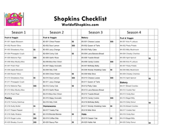 Shopkins Checklist Worldofshopkins.Com