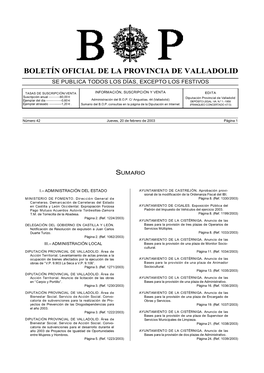 Boletín Oficial De La Provincia De Valladolid