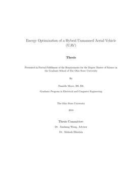 Energy Optimization of a Hybrid Unmanned Aerial Vehicle (UAV)