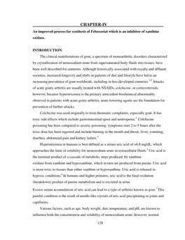 CHAPTER-IV an Improved Process for Synthesis of Febuxostat Which Is an Inhibitor of Xanthine Oxidase