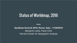 Status of Worldmap, 2016