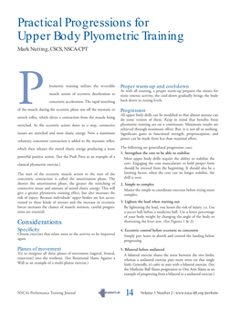 Practical Progressions for Upper Body Plyometric Training Mark Nutting, CSCS, NSCA-CPT