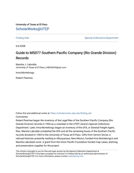 Guide to MS077 Southern Pacific Company (Rio Grande Division) Records