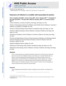 Extensive Orf Infection in a Toddler with Associated Id Reaction