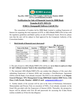 FY 2021-22) IVRCL Chengapalli Tollways Ltd (ICTL