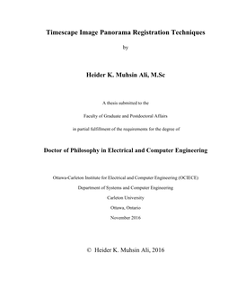 Timescape Image Panorama Registration Techniques
