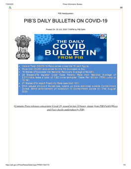 Pib's Daily Bulletin on Covid-19