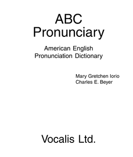 ABC Pronunciary American English Pronunciation Dictionary