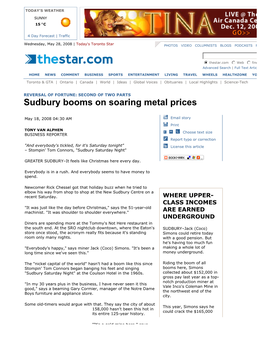 Sudbury Booms on Soaring Metal Prices