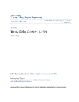 Trinity Tablet, October 14, 1904 Trinity College