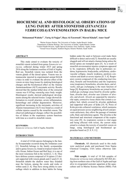 SYNANCEIA VERRUCOSA) ENVENOMATION in BALB/C MICE