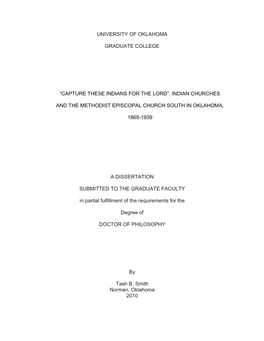 Indian Churches and the Methodist Episcopal Church South in Oklahoma, 1865-1939