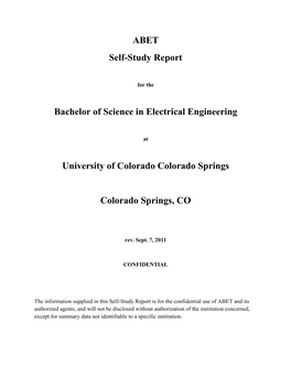 ABET Self-Study Report Bachelor of Science in Electrical Engineering