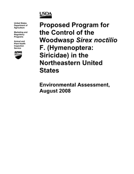 Proposed Program for the Control of the Woodwasp Sirex Noctilio F. (Hymenoptera: Siricidae) in the Northeastern United States