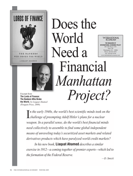Does the World Need a Financial Manhattan Project?