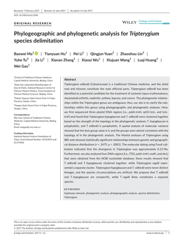 Phylogeographic and Phylogenetic Analysis for Tripterygium Species Delimitation